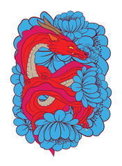 Sticker - dragon design for sukajan is mean japan traditional cloth or t-shirt Embroidery Men T-shirts Summer Casual Short Sleeve Hip Hop T Shirt Streetwear