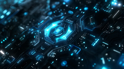 futuristic digital technology background, modern internet cyber tech wallpaper, glowing circuit lines on motherboard 