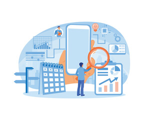 Wall Mural - entrepreneur makes a business plan. analyze financial data to improve marketing. business intelligen