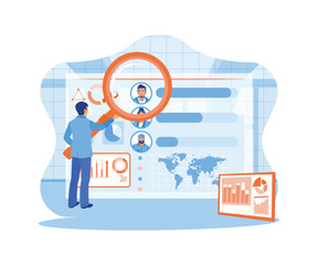 Wall Mural - man analyzes business data. increase revenue by increasing marketing targets. business intelligence 