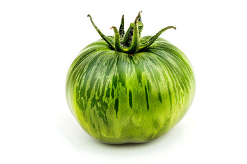 Wall Mural - Whole green one tomato on white background. Concept of vegetables.