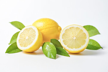 Canvas Print - Fresh Lemon with Green Leaves