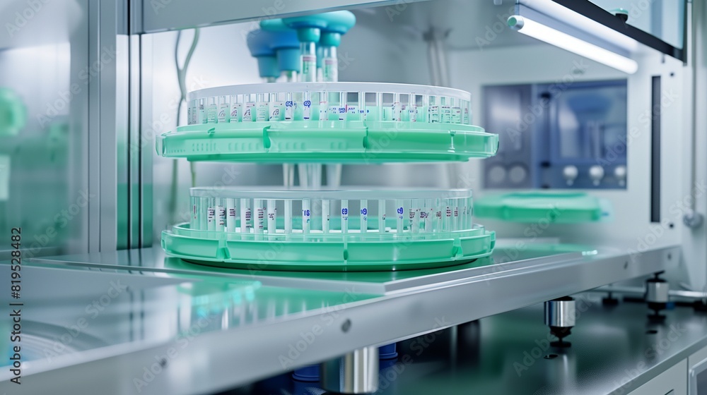 Realistic Photo of a Mint Green Electrophoresis Unit in Operation ...