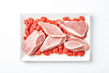 Canvas Print - Raw meat on a white plate