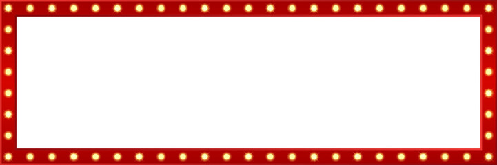 Wall Mural - retro light box frame border with 3:1 aspect ratio for text placement ,cut out, png isolated on tran