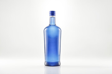 Poster - Blue Glass Bottle on White Background