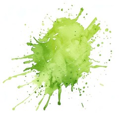 Canvas Print - Green watercolor paint splat on white background. Generative AI.