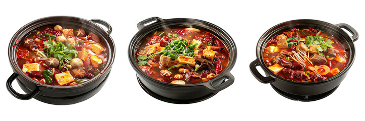 Wall Mural - Chinese Hot Pot isolated on transparent png background. Generative ai