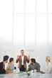 © peopleimages.com - Team, business meeting or discussion with double exposure of windows, career in legal job or law firm. Group, lawyers or hands at global company, welcome to presentation for justice in New York City