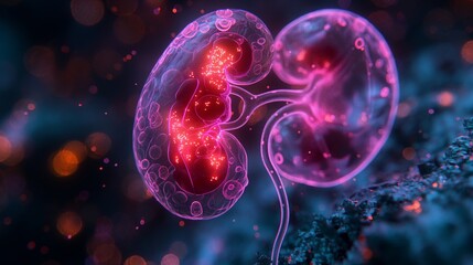 Wall Mural -  A macro shot of the kidney's nephrons, showcasing the delicate tubules and glomeruli responsible for filtration and waste removal
