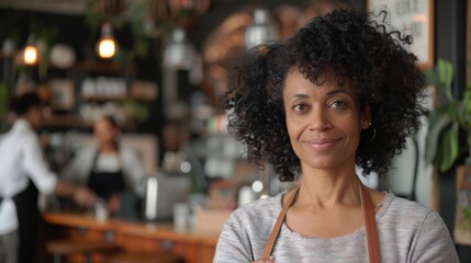 Sticker - A Confident Café Owner Smiling