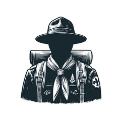 Poster - The scout black white vector illustration.