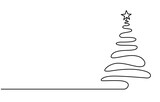 Fototapeta Dinusie - Hand drawn christmas tree in minimalistic design. Continuous one line drawing Christmas tree. Vector illustration, continuous drawing of a Christmas tree in one line, Christmas tree - hand drawing one