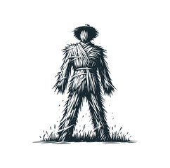 Poster - The straw man, Black white vector logo illustration. 