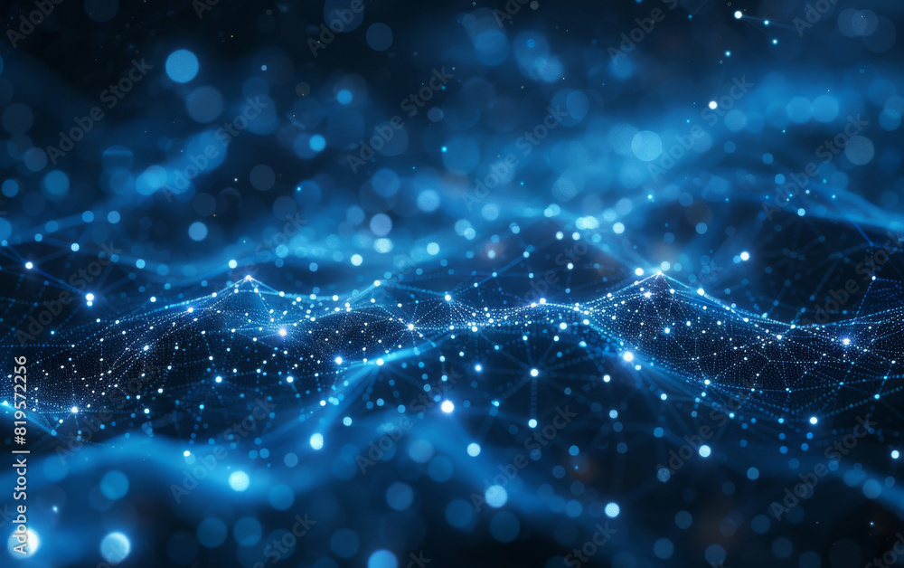 A high-tech backdrop featuring an array of brightly lit fiber optic ...