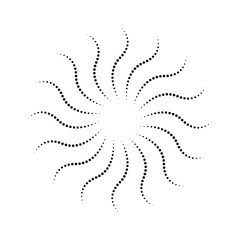 Poster - Modern abstract background, halftone dots in spiral, vector doted shapes, halftone dots, striped border circle frame, rounded logo