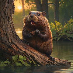 brown bear in water