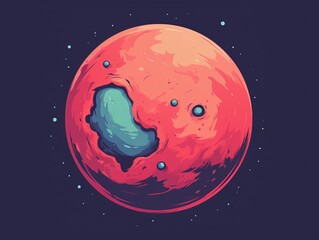 Wall Mural - Digital illustration of a colorful, stylized planet with craters and stars in the background, showcasing an artistic take on space exploration.