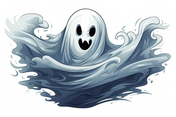 Sticker - spooky ghost on white background. Generative Ai