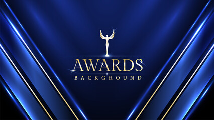 blue golden stage award background. trophy on luxury background. modern premium corporate abstract d