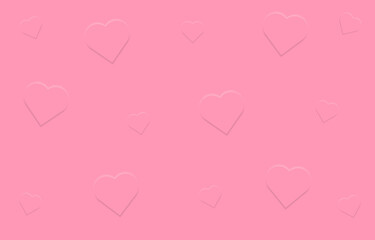 Wall Mural - Emboss neumorphism background with hearts.Pastel sweet pink love background for valentine, wedding, paper, print and others.Graphic vector wallpaper pattern.
