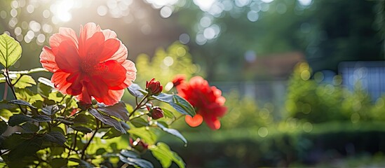 Canvas Print - Two red blooms in garden