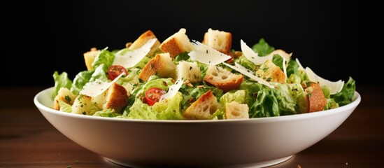 Poster - Bowl of Salad with Croutons and Parmesan Cheese