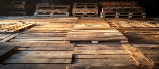 Wall Mural - Room featuring wooden pallets and floors up close