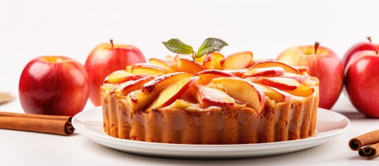 Poster - A plate presenting a cinnamon-sprinkled apple dessert