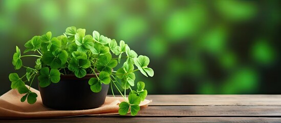 Canvas Print - Potted plant on table with cloth