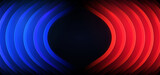 Fototapeta  - Red blue abstract graphic design with circular pattern. Fight battle screen background. Collision banner VS one against one.