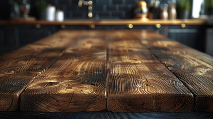 A close-up of a raw wooden table top