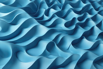 Three dimensional render of blue wavy pattern