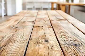 Wall Mural - A wooden board tabletop in kitchen