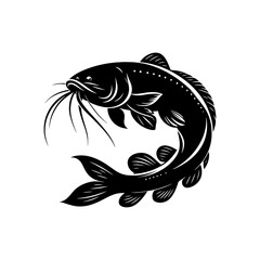 Wall Mural - Ethereal Catfish Silhouette: Elegance Amidst the Ripples - minimalist catfish vector
