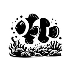 Wall Mural - Whimsical Clownfish Silhouette - Playful Addition to Creative Designs - clownfish illustration
