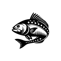 Wall Mural - Majestic Cod Fish Silhouette: A Stunning Addition to Marine Artistry - minimallest cod fish vector
