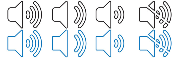 Wall Mural - speaker volume vector illustration set. mute and silent audio broadcast noise sign suitable for apps