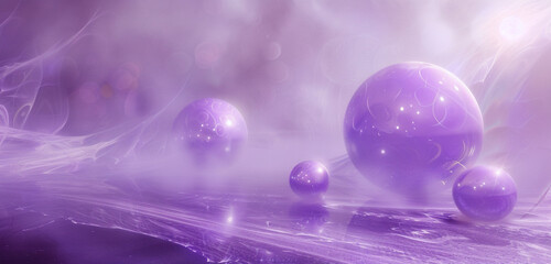 Velvet purple orbs radiate softly in a dreamlike haze, enchanting.