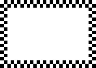 black white Checkerboard pattern, rectangle frame with copy space