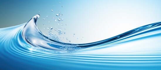 Blue water drop falling down and circles wave. Copy space image. Place for adding text and design