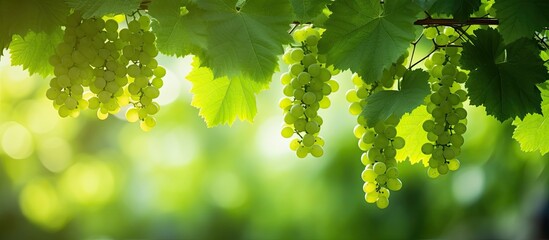 Sticker - Lush green leaves of wild grapes with copy space image