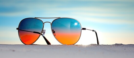 Sunglasses isolated on white. Copy space image. Place for adding text and design