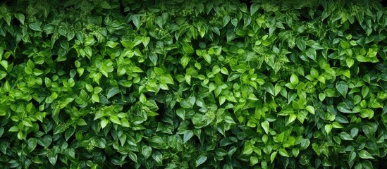 Wall Mural - Panoramic green wall surface with copy space image for decoration design featuring a natural background texture perfect for summer and spring
