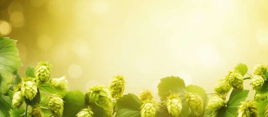 Poster - Brewing background concept with fresh natural hops ideal for cooking beer Suitable for a copy space image