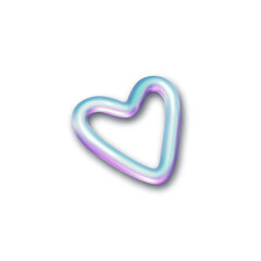 Wall Mural - y2k holographic heart design.aesthetic liquid element .3d vector illustration.