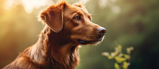 Wall Mural - A portrait of a dog in a natural setting with copy space image