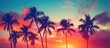© Ilgun - Palm trees silhouette against a sunset sky with a colorful background perfect for a copy space image