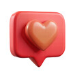© Mari - Heart Reaction Bubble Chat: A 3D heart-shaped icon integrated into a speech bubble chat design, symbolizing love or admiration, commonly used to express appreciation for content on social platforms.
