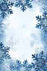 Decorative Winter Sparkling Border with Blue Snowflakes